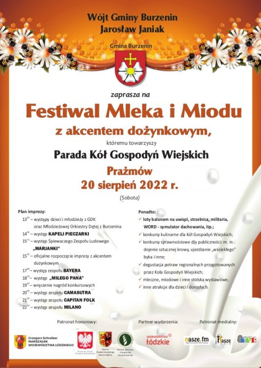 Festiwal Mleka i Miodu 2022. Wraca impreza organizowana w gminie Burzenin. Kiedy? Zobacz jak przebiegała ostatnia edycja zabawy ZDJĘCIA