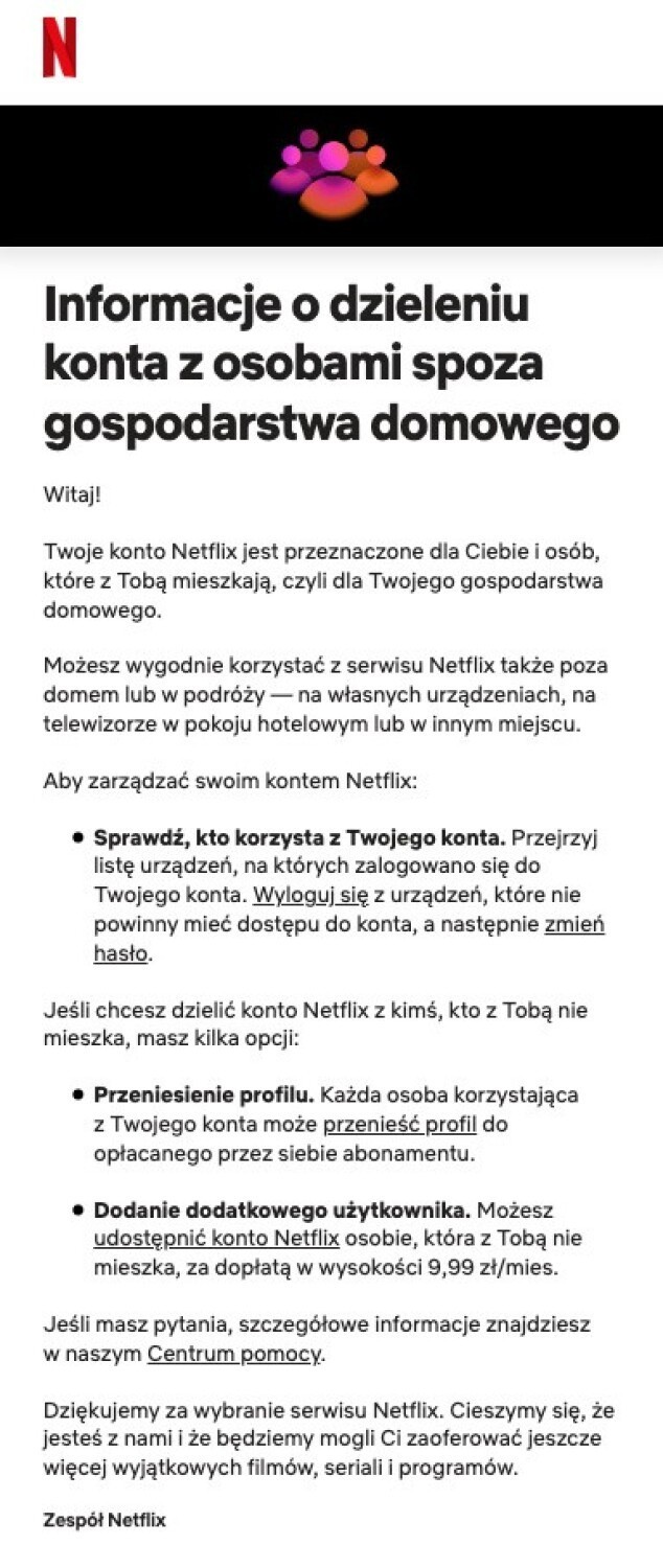 Czy dzielenie konta Netflix z innymi osobami jest legalne? Jakie grożą kary? Netflix wprowadza w Polsce opłatę za udostępnianie konta