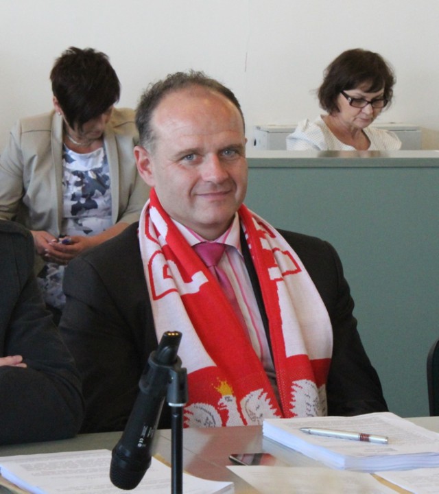 Mariusz Kowalczuk (PO) podczas jednej z sesji Rady Miasta Chełm.