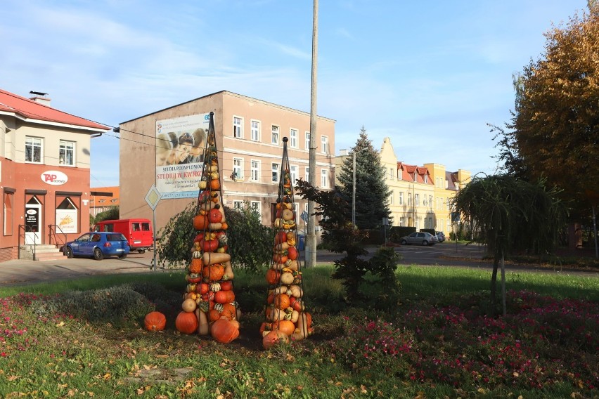 Jesienne dekoracje na rondzie Pod Zegarem. Obok ratanowych koni pojawiły się dynie [ZDJĘCIA]