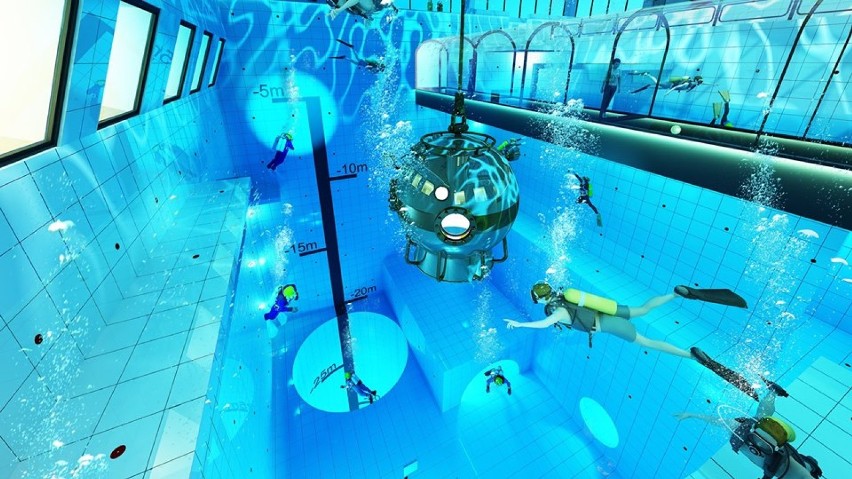 Deepspot. Budowa największego na świecie basenu nurkowego nabiera tempa. Pod Warszawą trwają intensywne prace