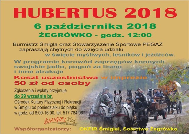 Hubertus 2018 w gminie Śmigiel odbędzie się 6. października