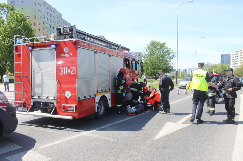 Wypadek motocyklisty na Wyszyńskiego w Łodzi