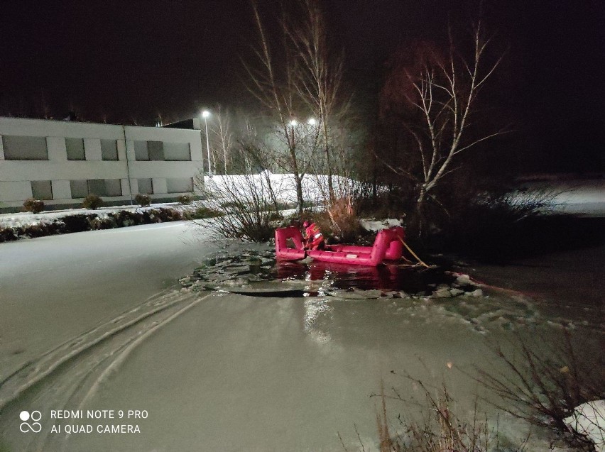 Gmina Skoki. Pod psem załamał się lód. Na pomoc przybyli strażacy 