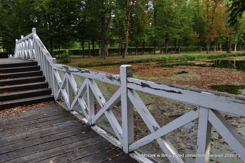 Breń. Urokliwy mostek w breńskim parku został odnowiony. W jesiennej scenerii prezentuje się wspaniale [ZDJĘCIA]