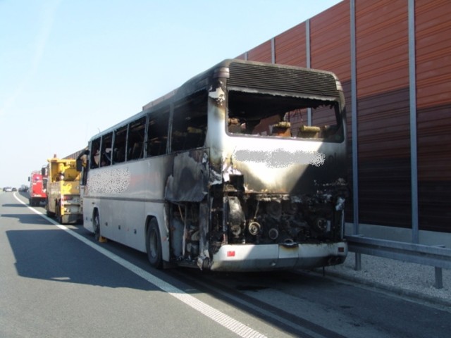 Pożar chełmskiego autokaru w pobliży Włocławka. Na szczęście nikomu nic się nie stało.