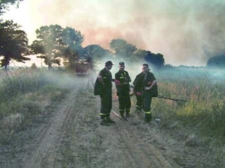 Polkowiccy strażacy od kilku dni próbują ugasić pożar torfowiska, ale zdławiony w jednym miejscu ogień odradza się w innym.   FOT. Grzegorz Kasperek