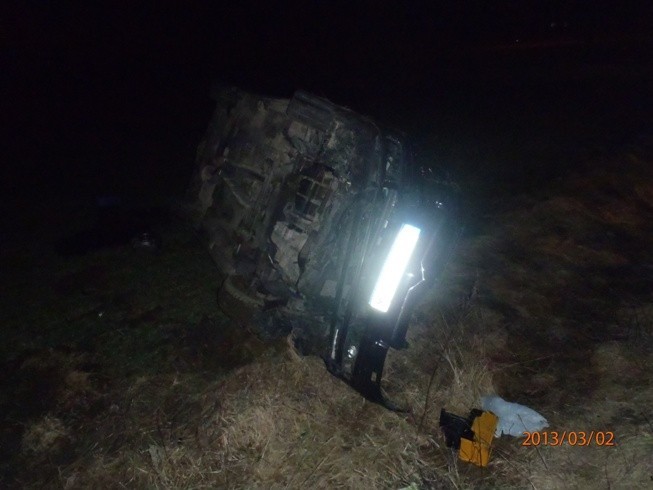 Wypadek w Grzegorzewie. Dachował samochód [ZDJĘCIA]