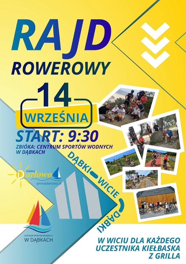 Zapraszamy na rajd rowerowy na terenie gminy Darłowo. Start w Dąbkach już w sobotę - 14 września 2019 r.