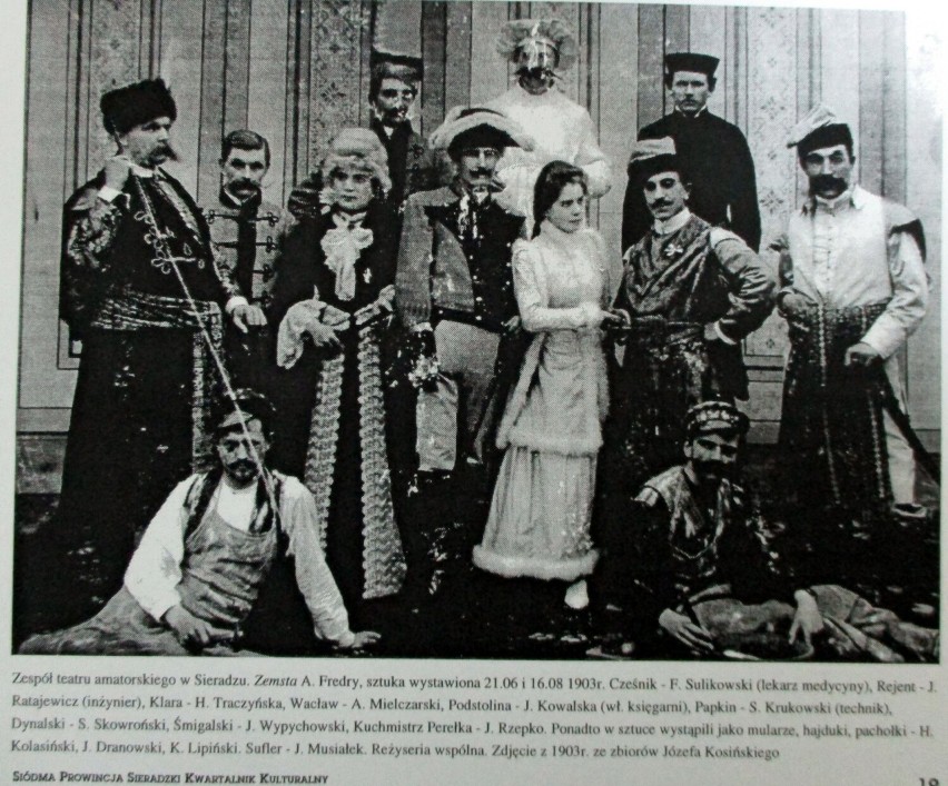 Zemsta wystawiona przez teatr amatorski z Sieradza w 1903...