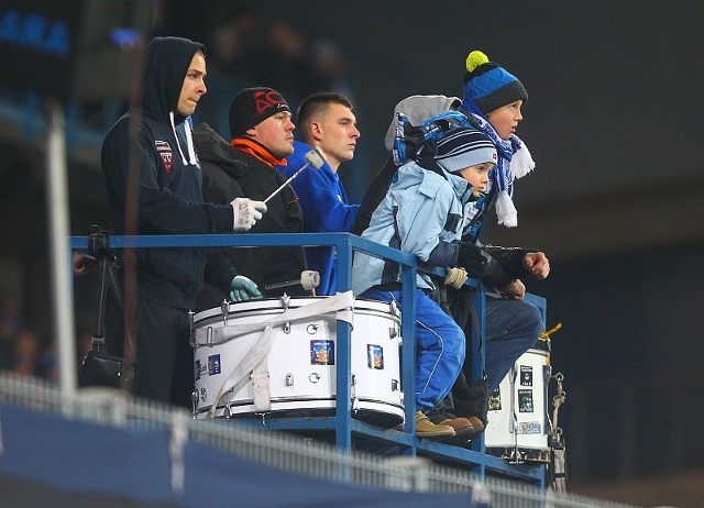 Kibice Lecha Poznań na meczu z Zagłębiem Lubin