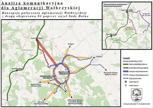 Koncepcja połączenia Aglomeracji Wałbrzyskiej z drogą ekspresową S3 poprzez węzeł Sady Dolne