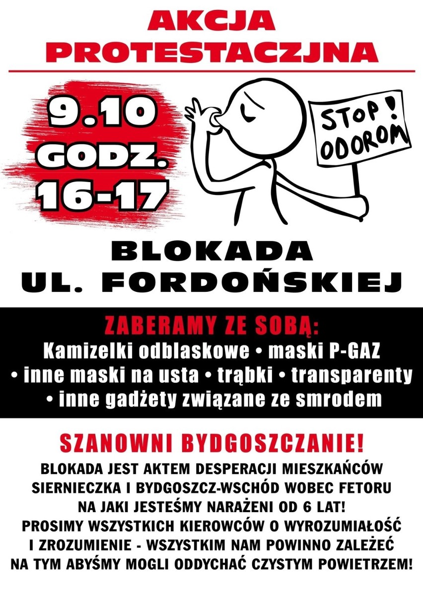 Plakat informujący o proteście