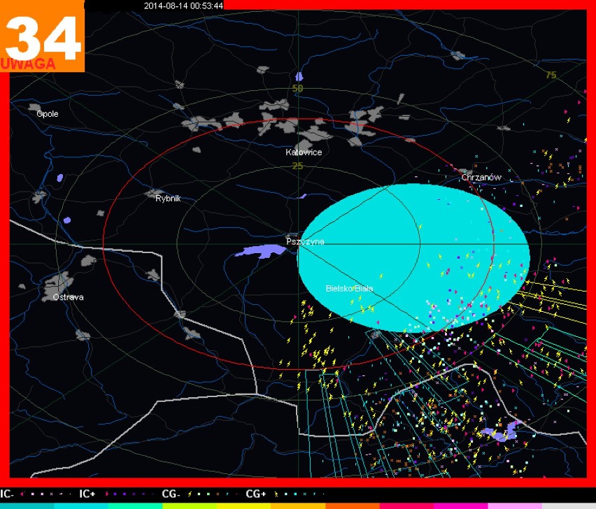 Burze w powiecie pszczyńskim. Zdjęcia z goczałkowickiego radaru