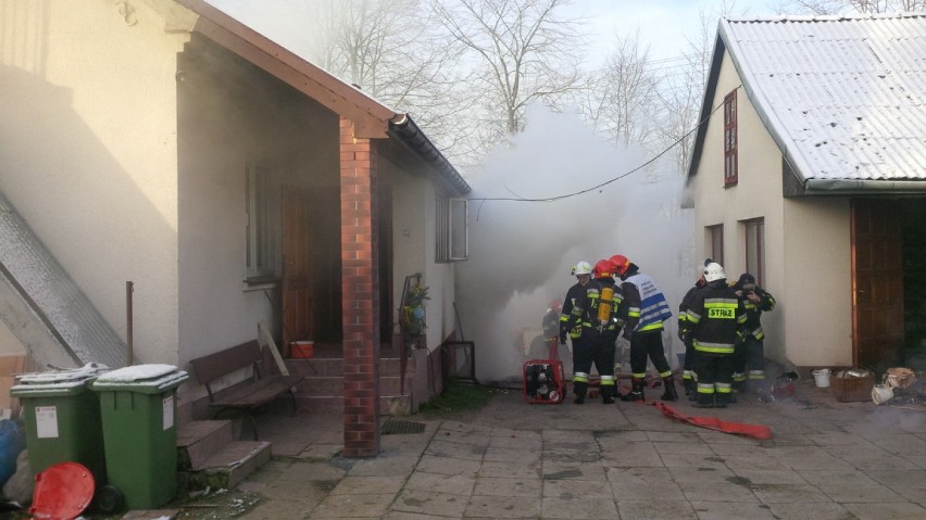 Pożar domu w Grabinie