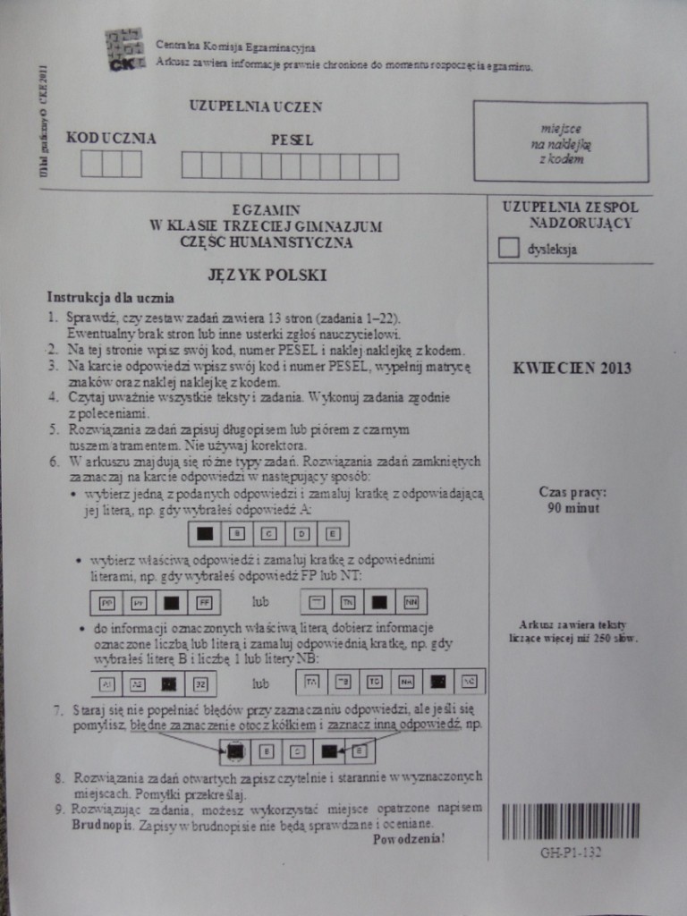 Egzamin gimnazjalny 2013: język polski [ODPOWIEDZI DO TESTU!]