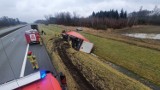 Powiat nowotomyski: Wypadek samochodu ciężarowego na 119 km autostrady A2 w kierunku Warszawa