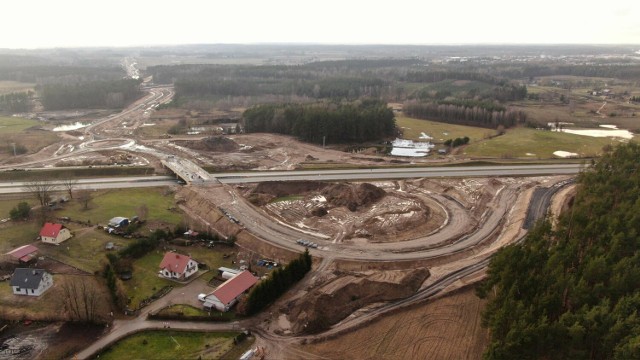 Widok na węzeł drogowy w Miękowie