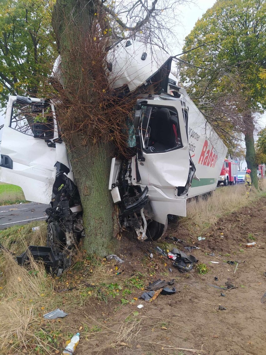 Ciężarówka uderzyła w drzewo po tym, jak próbował ją...