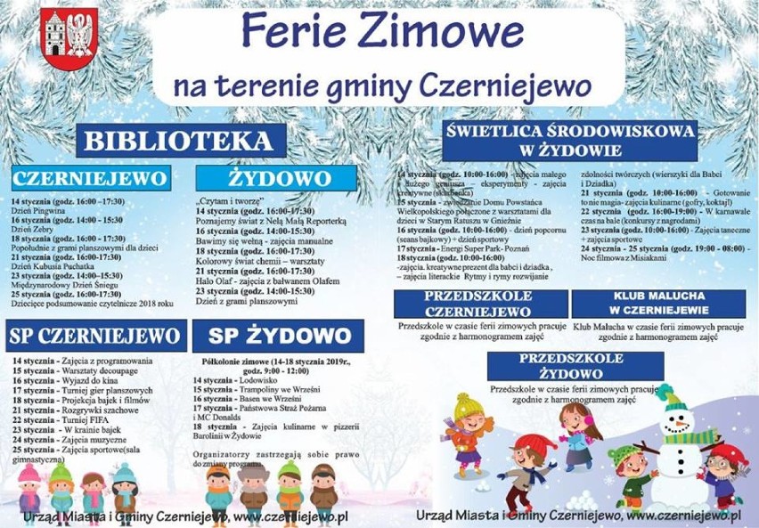 Co na ferie w gminie Czerniejewo. Zobacz co ciekawego przygotowały nasz placówki 