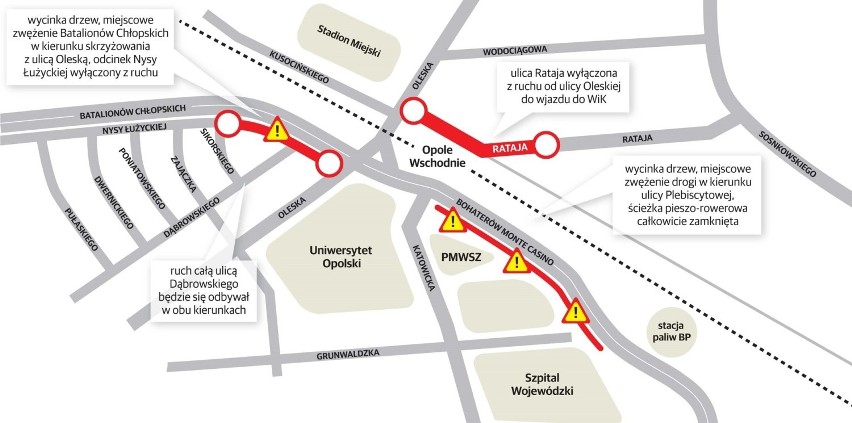 Opole Wschodnie. Od środy pierwsze ograniczenia w ruchu w rejonie ulicy Oleskiej [MAPA] 