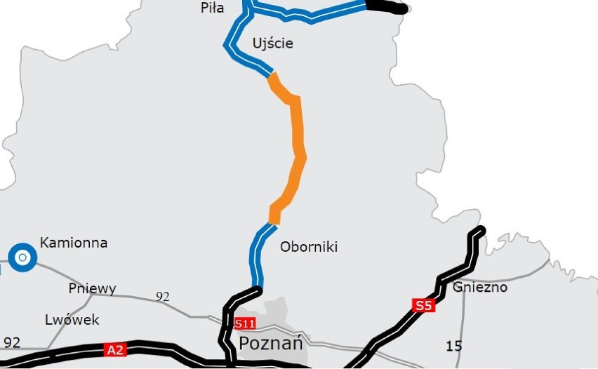 Odcinki trasy S11 w Wielkopolsce zaplanowane do realizacji:...