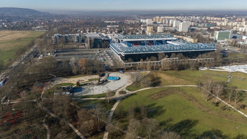 Stadion Wisły Kraków z wyjątkowej perspektywy. Zdjęcia z drona