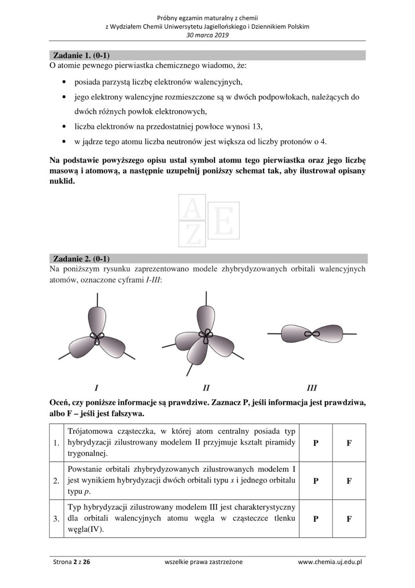 Matura z chemii 2019 ARKUSZ