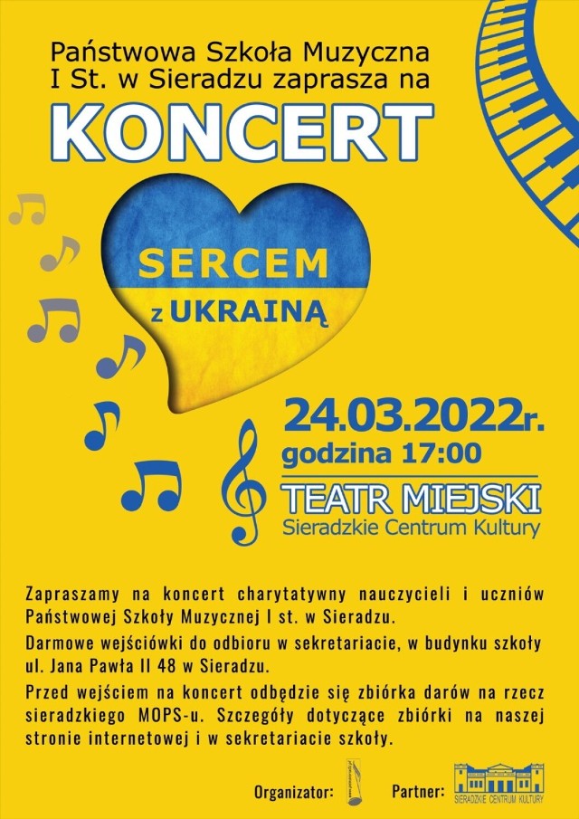 Sercem z Ukrainą - koncert w sieradzkiej Szkole Muzycznej