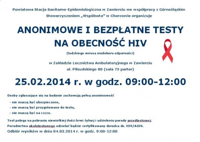 Testy na obecność HIV w Zawierciu.