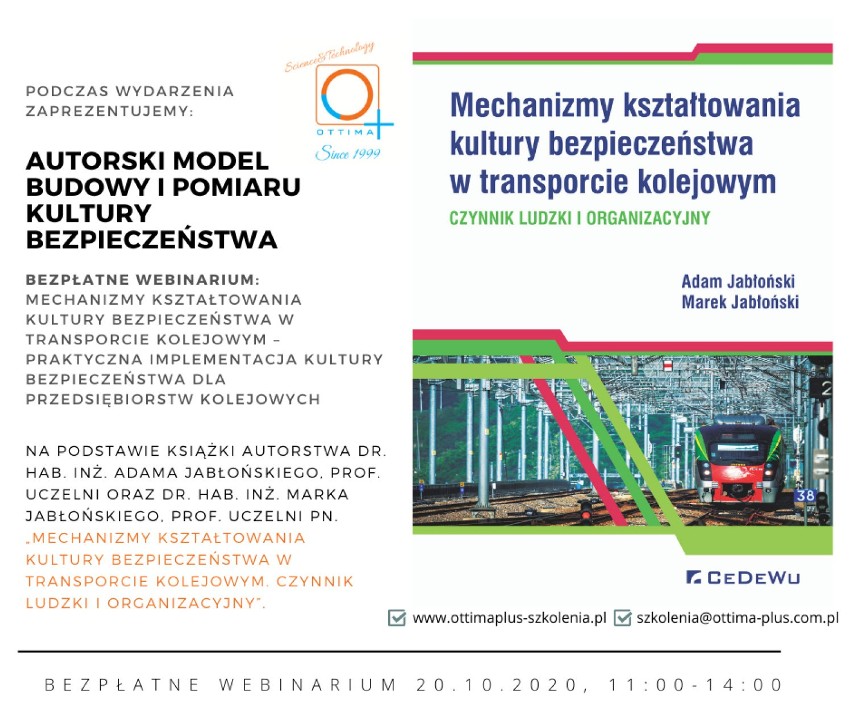 Bezpłatne webinarium - Mechanizmy kształtowania kultury bezpieczeństwa w transporcie kolejowym 