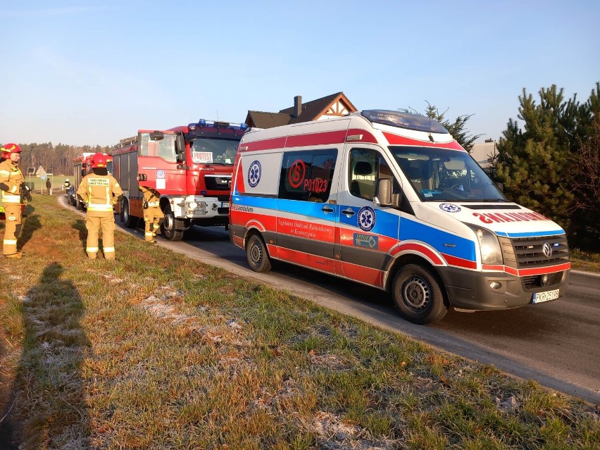 Samochód wypadł z drogi. Jedna osoba trafiła do szpitala [ZDJĘCIA]