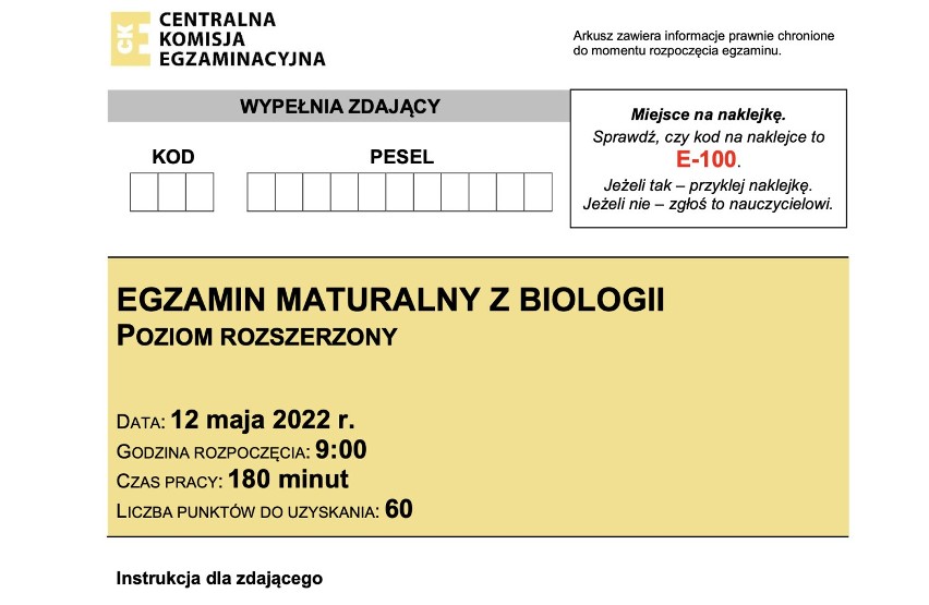 Matura 2022 biologia. Odpowiedzi, arkusze CKE, zadania [12.05.2022]