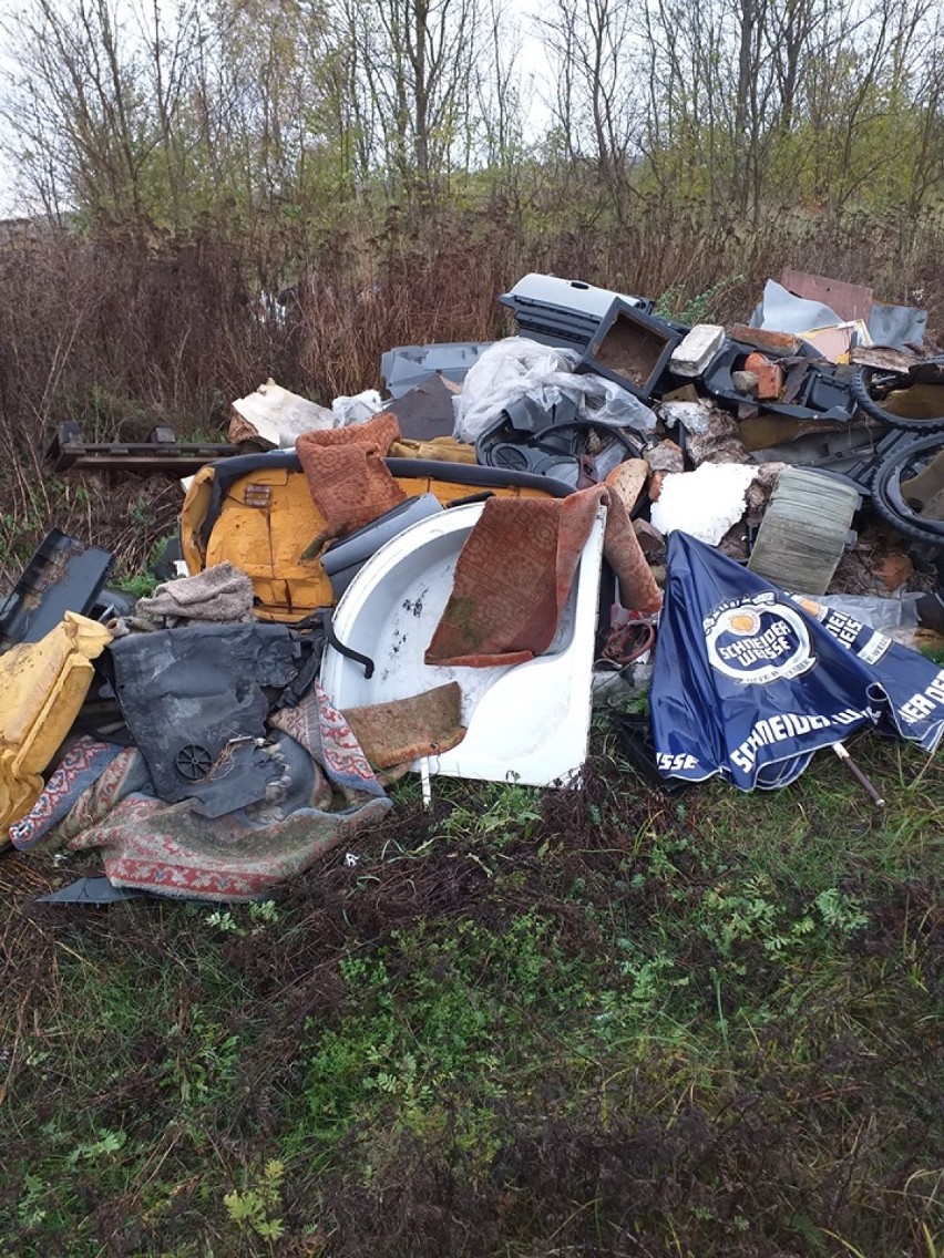 Dzikie wysypisko śmieci w okolicach Chlebowa.
