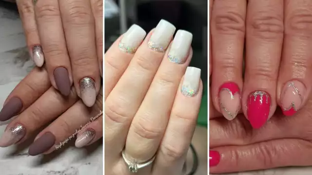 Propozycje brokatowego manicure na styczeń 2024 wykonanego przez stylistki paznokci z Kujawsko-Pomorskiego zobaczysz w galerii