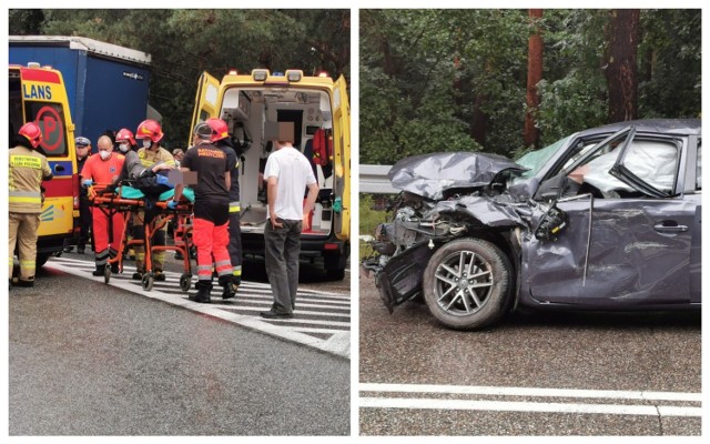 Wypadek. Mężczyzna był zakleszczony w pojeździe. Trafił do szpitala we Włocławku.