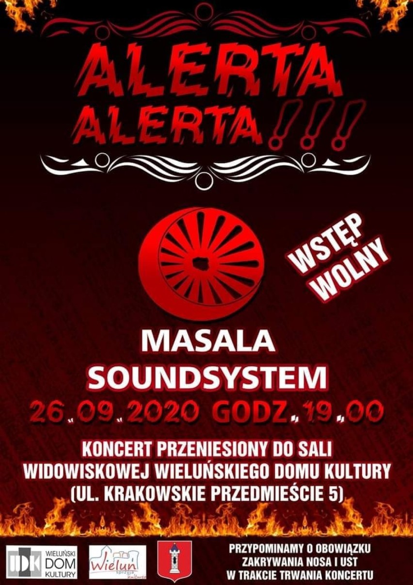 Sobotni koncert Masala SoundSystem przeniesiony do sali Wieluńskiego Domu Kultury