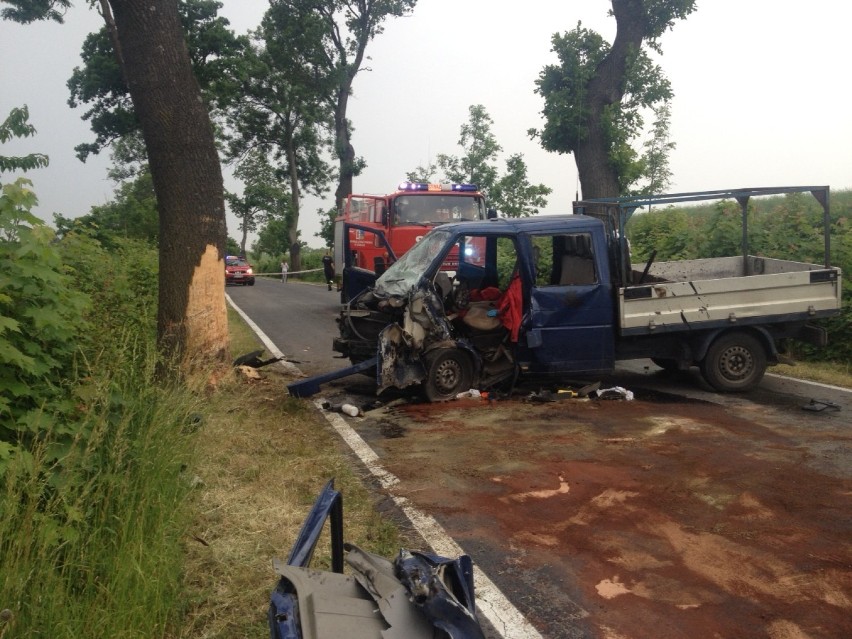 Wypadek w Barłożnie: Auto wjechało w drzewo [ZDJĘCIA]
