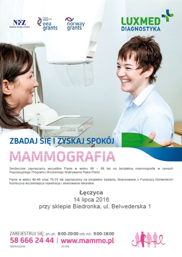 Bezpłatna mammografia w Łęczycy już 14 lipca!