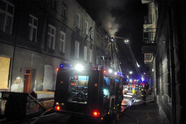Pożar kamienicy przy ul. Kołłątaja w Sosnowcu