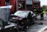 Wypadek Radomierz. Ciężko ranni w zderzeniu trzech aut. Droga była zablokowana przez kilka godzin