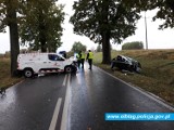 Śmiertelny wypadek na drodze Pasłęk-Orneta (14.10.2020). W wyniku czołowego zderzenia zginął 20-letni kierowca