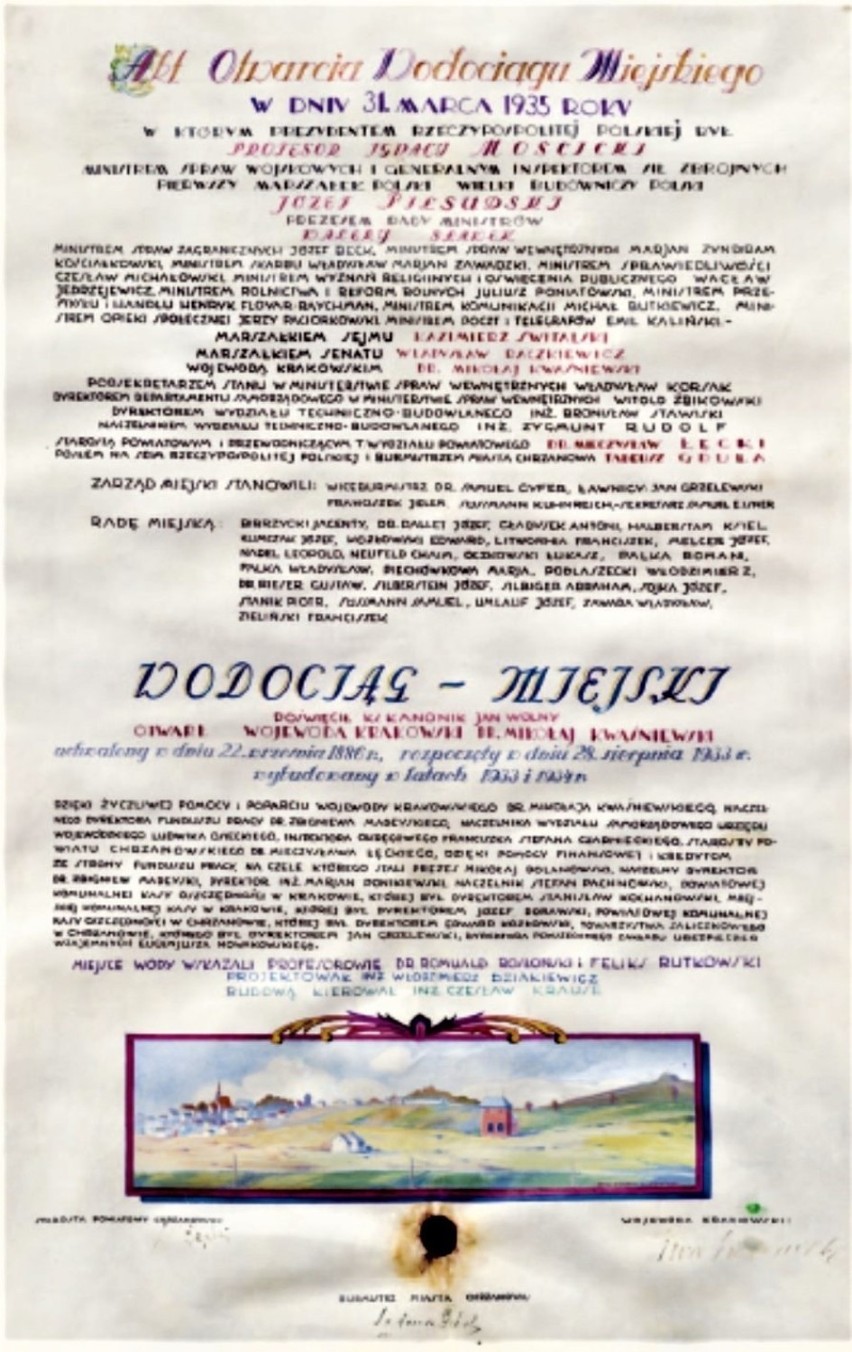 Akt erekcyjny Wodociągów Chrzanowskich z 31.03.1935