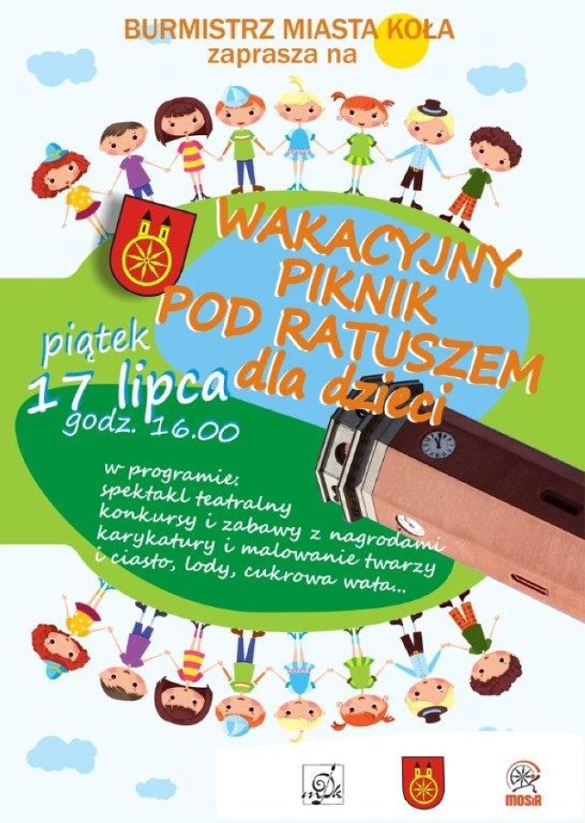 Impreza odbędzie się 17 lipca 2015r. Początek o godz. 16.00.

W programie m.in. spektakl teatralny, konkursy i zabawy z nagrodami, karykatury i malowanie twarzy, ciasto, lody, cukrowa wata. 

Więcej: Wakacyjny Piknik pod Ratuszem