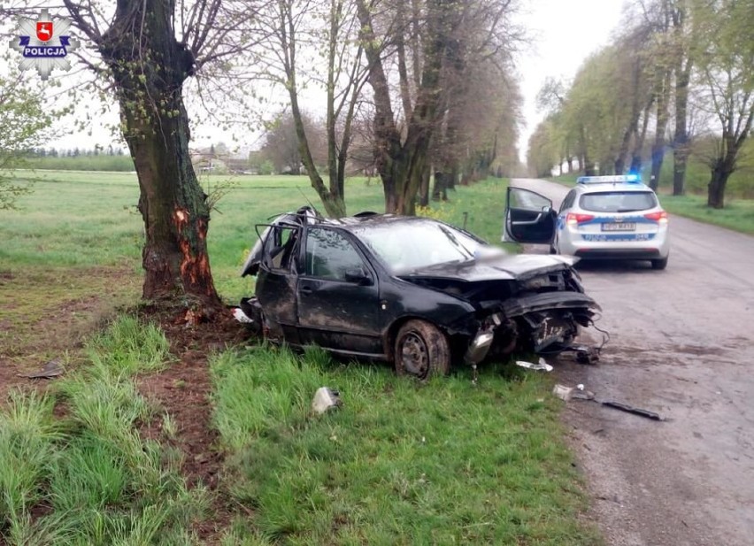 Wypadek w miejscowości Zezulin Niższy. Samochód uderzył w przydrożne drzewo