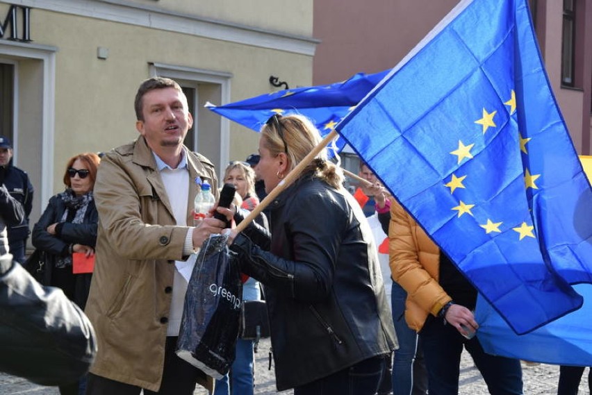 Zbigniew Kalinowski na proteście podczas wizyty prezydenta...