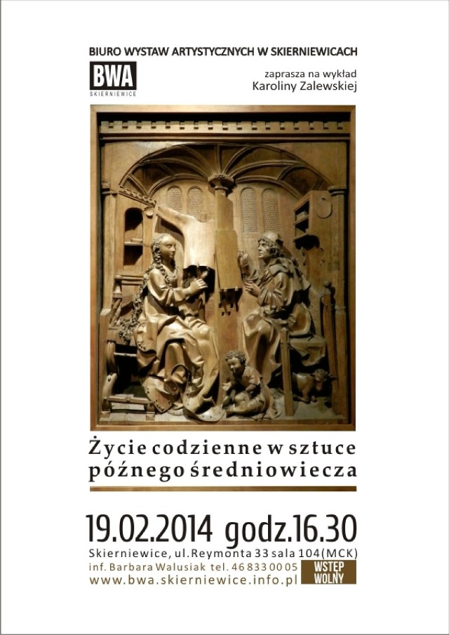 Średniowiecze w sztuce w BWA Skierniewice będzie przedmiotem kolejnego wykładu o sztuce. Wykład odbędzie się w środę, 19 lutego.