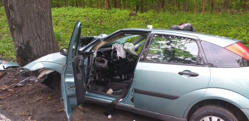 Wypadek na Miłosnej. 44-latka uderzyła samochodem w drzewo, w akcji śmigłowiec LPR [ZDJĘCIA]