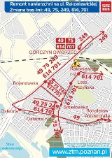 Remont Rakoniewickiej: Przez weekend inaczej pojadą autobusy MPK Poznań