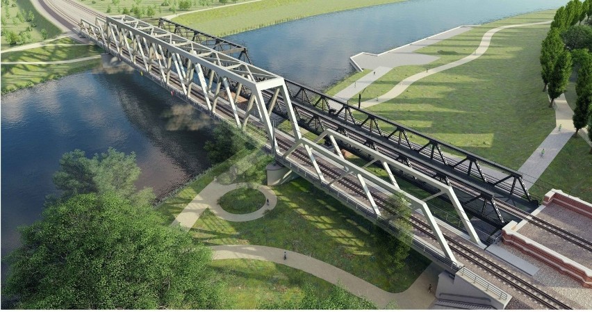 Nowy most kolejowy nad Odrą w Opolu - wizualizacja